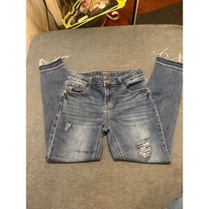 True Craft Girls Skinny Jeans Blue Distressed Sequin Frayed Hem Size‎ 14